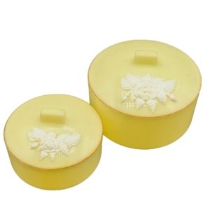 Vintage celluloid dresser/powder boxes set of 2
